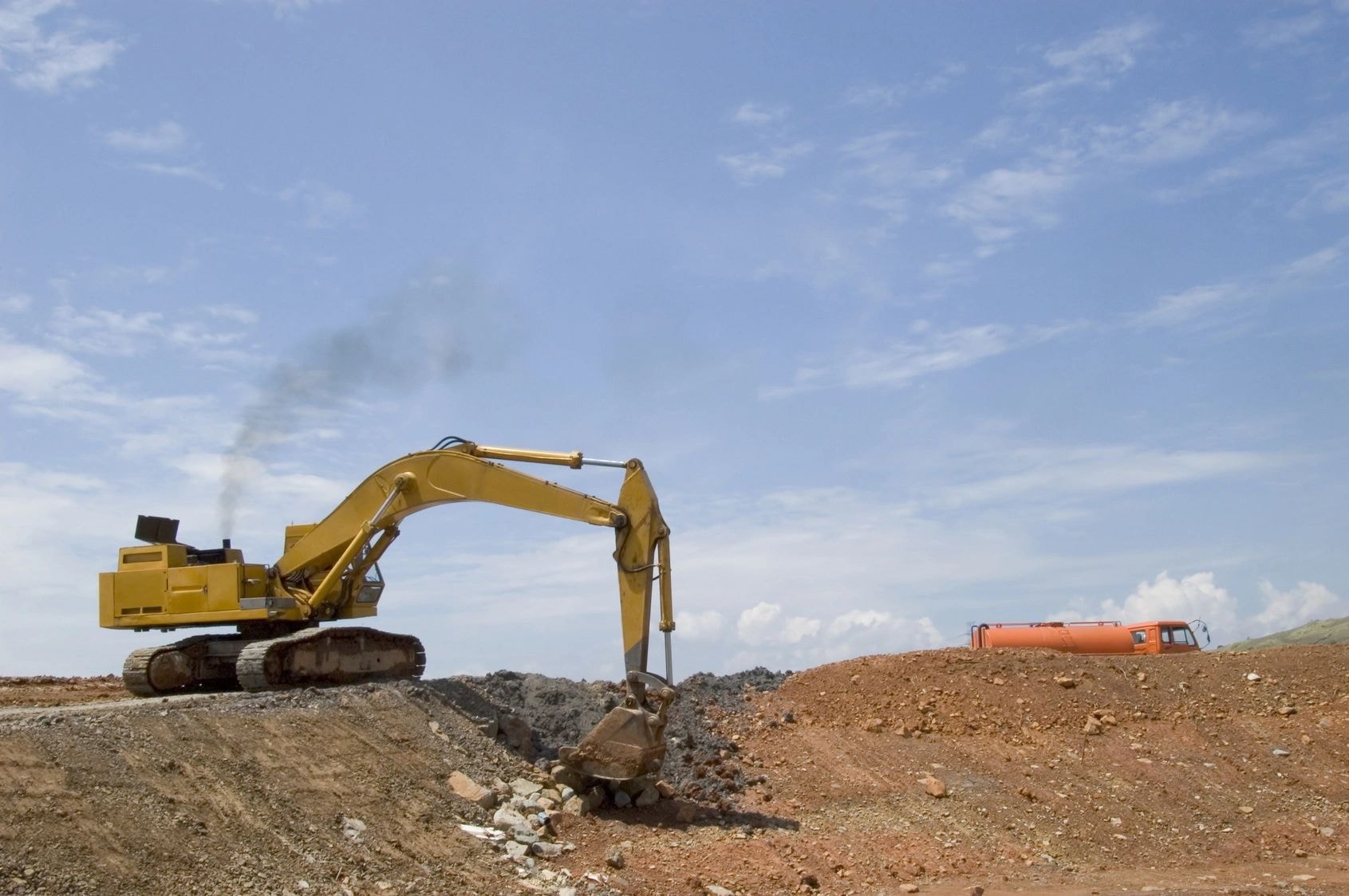 Construction site with excavation equipment